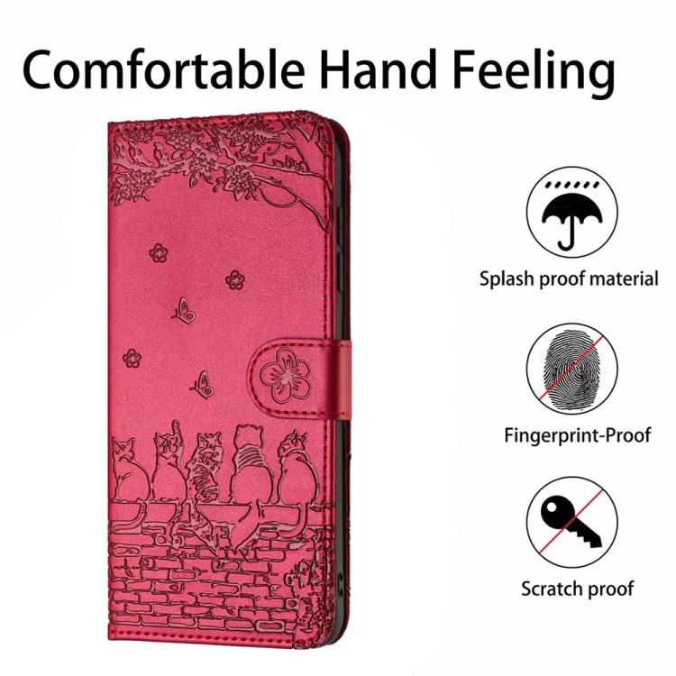 Custodia per telefono in pelle con motivo gatto in rilievo con cordino, For Samsung Galaxy S25 FE 5G, For Samsung Galaxy S25 5G, For Samsung Galaxy S25+ 5G, For Samsung Galaxy S25 Ultra 5G
