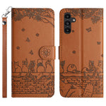 Custodia per telefono in pelle con motivo gatto in rilievo con cordino, For Samsung Galaxy S25 FE 5G, For Samsung Galaxy S25 5G, For Samsung Galaxy S25+ 5G, For Samsung Galaxy S25 Ultra 5G