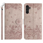 Custodia per telefono in pelle con motivo gatto in rilievo con cordino, For Samsung Galaxy S25 FE 5G, For Samsung Galaxy S25 5G, For Samsung Galaxy S25+ 5G, For Samsung Galaxy S25 Ultra 5G