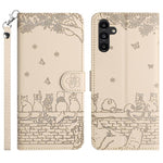 Custodia per telefono in pelle con motivo gatto in rilievo con cordino, For Samsung Galaxy S25 FE 5G, For Samsung Galaxy S25 5G, For Samsung Galaxy S25+ 5G, For Samsung Galaxy S25 Ultra 5G