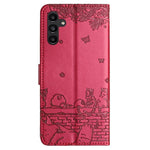 Custodia per telefono in pelle con motivo gatto in rilievo con cordino, For Samsung Galaxy S26+ 5G, For Samsung Galaxy S26 Edge 5G, For Samsung Galaxy S26 Ultra 5G, For Samsung Galaxy S26 5G