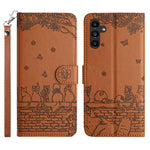 Custodia per telefono in pelle con motivo gatto in rilievo con cordino, For Samsung Galaxy S26+ 5G, For Samsung Galaxy S26 Edge 5G, For Samsung Galaxy S26 Ultra 5G, For Samsung Galaxy S26 5G