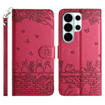 Custodia per telefono in pelle con motivo gatto in rilievo con cordino, For Samsung Galaxy S26+ 5G, For Samsung Galaxy S26 Edge 5G, For Samsung Galaxy S26 Ultra 5G, For Samsung Galaxy S26 5G