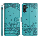 Custodia per telefono in pelle con motivo gatto in rilievo con cordino, For Samsung Galaxy S26+ 5G, For Samsung Galaxy S26 Edge 5G, For Samsung Galaxy S26 Ultra 5G, For Samsung Galaxy S26 5G