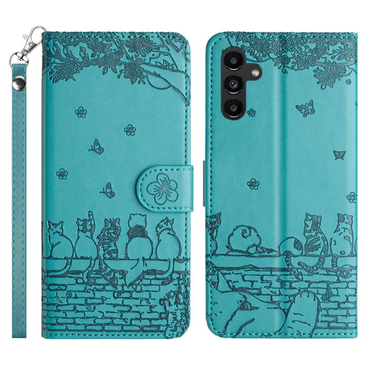 Custodia per telefono in pelle con motivo gatto in rilievo con cordino, For Samsung Galaxy S26+ 5G, For Samsung Galaxy S26 Edge 5G, For Samsung Galaxy S26 Ultra 5G, For Samsung Galaxy S26 5G