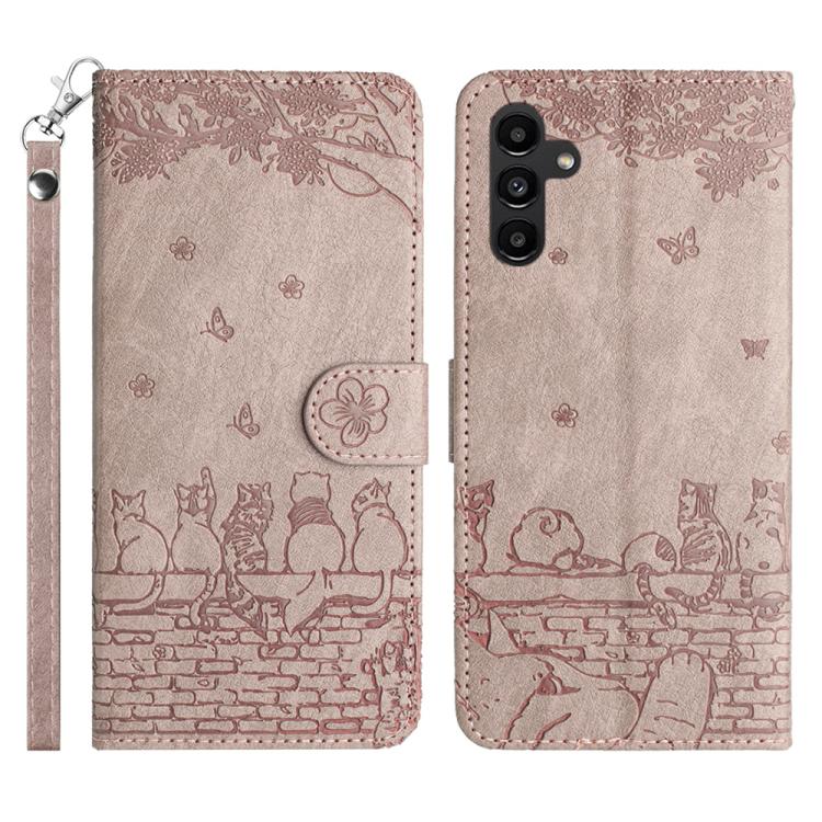 Custodia per telefono in pelle con motivo gatto in rilievo con cordino, For Samsung Galaxy S26+ 5G, For Samsung Galaxy S26 Edge 5G, For Samsung Galaxy S26 Ultra 5G, For Samsung Galaxy S26 5G