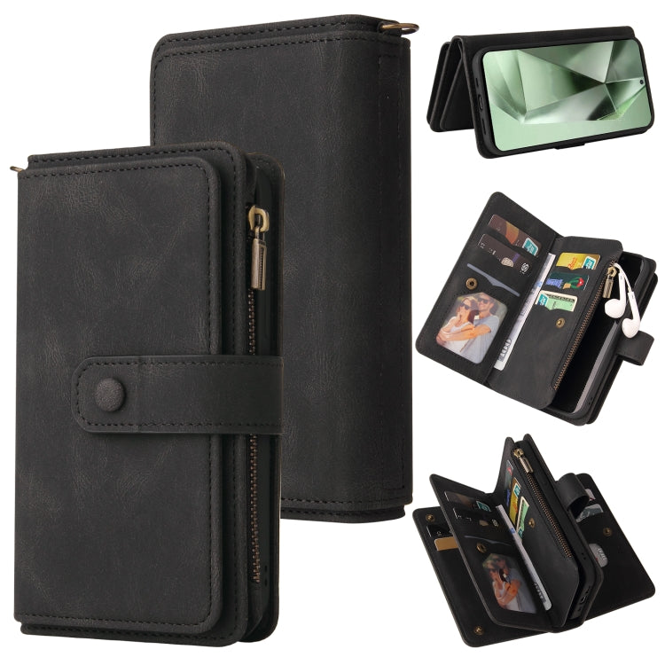 Portafoglio in pelle con cerniera e slot per carte multiple Skin Feel per telefono, For Galaxy S25 Ultra 5G, For Galaxy S24 FE 5G