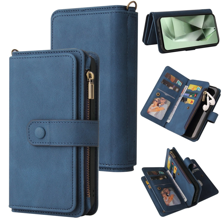 Portafoglio in pelle con cerniera e slot per carte multiple Skin Feel per telefono, For Galaxy S25 Ultra 5G, For Galaxy S24 FE 5G