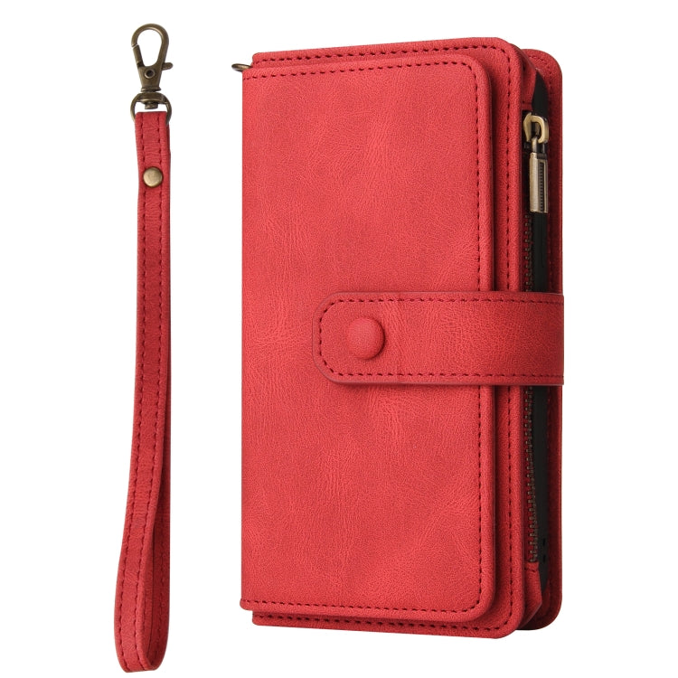 Portafoglio in pelle con cerniera e slot per carte multiple Skin Feel per telefono, For Galaxy S25 Ultra 5G, For Galaxy S24 FE 5G