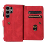 Portafoglio in pelle con cerniera e slot per carte multiple Skin Feel per telefono, For Galaxy S25 Ultra 5G, For Galaxy S24 FE 5G