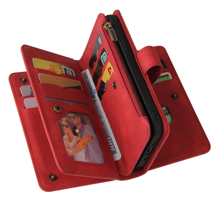 Portafoglio in pelle con cerniera e slot per carte multiple Skin Feel per telefono, For Galaxy S25 Ultra 5G, For Galaxy S24 FE 5G