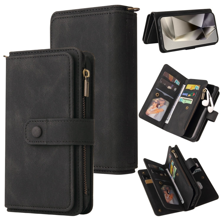 Portafoglio in pelle con cerniera e slot per carte multiple Skin Feel per telefono, For Galaxy S25 Ultra 5G, For Galaxy S24 FE 5G