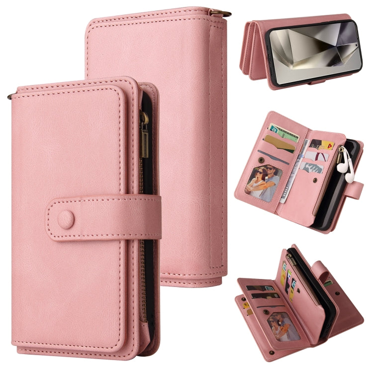 Portafoglio in pelle con cerniera e slot per carte multiple Skin Feel per telefono, For Galaxy S25 Ultra 5G, For Galaxy S24 FE 5G