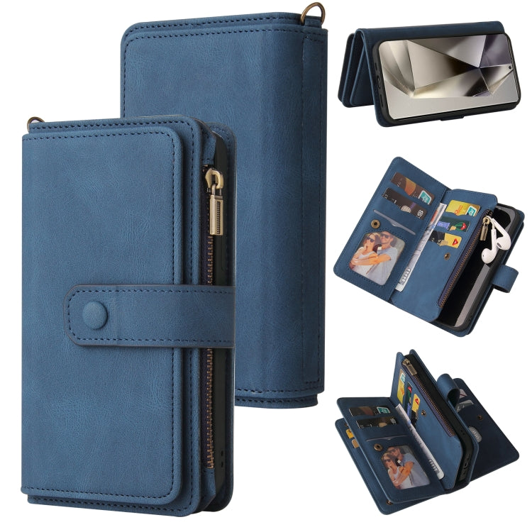 Portafoglio in pelle con cerniera e slot per carte multiple Skin Feel per telefono, For Galaxy S25 Ultra 5G, For Galaxy S24 FE 5G