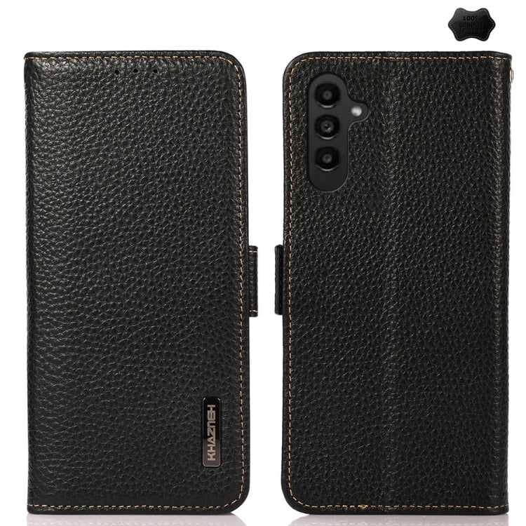 Custodia per telefono in vera pelle Litchi magnetica laterale KHAZNEH RFID, For Samsung Galaxy S25 Edge 5G, For Samsung Galaxy S25 Ultra 5G, For Samsung Galaxy S24 FE 5G