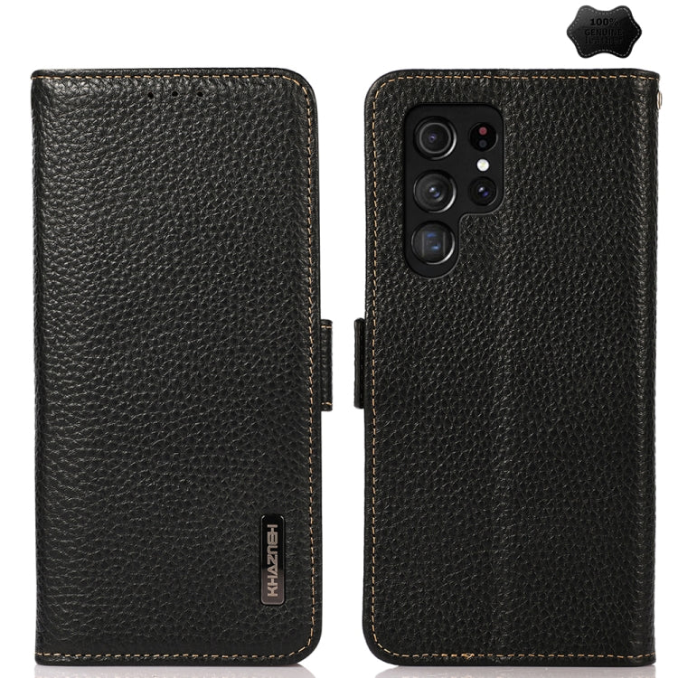 Custodia per telefono in vera pelle Litchi magnetica laterale KHAZNEH RFID, For Samsung Galaxy S25 Edge 5G, For Samsung Galaxy S25 Ultra 5G, For Samsung Galaxy S24 FE 5G