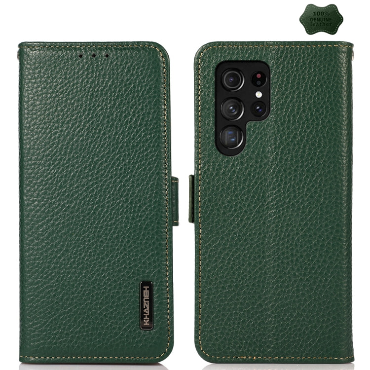 Custodia per telefono in vera pelle Litchi magnetica laterale KHAZNEH RFID, For Samsung Galaxy S25 Edge 5G, For Samsung Galaxy S25 Ultra 5G, For Samsung Galaxy S24 FE 5G