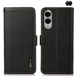 Custodia per telefono in vera pelle Litchi magnetica laterale KHAZNEH RFID, For Samsung Galaxy S25 Edge 5G, For Samsung Galaxy S25 Ultra 5G, For Samsung Galaxy S24 FE 5G