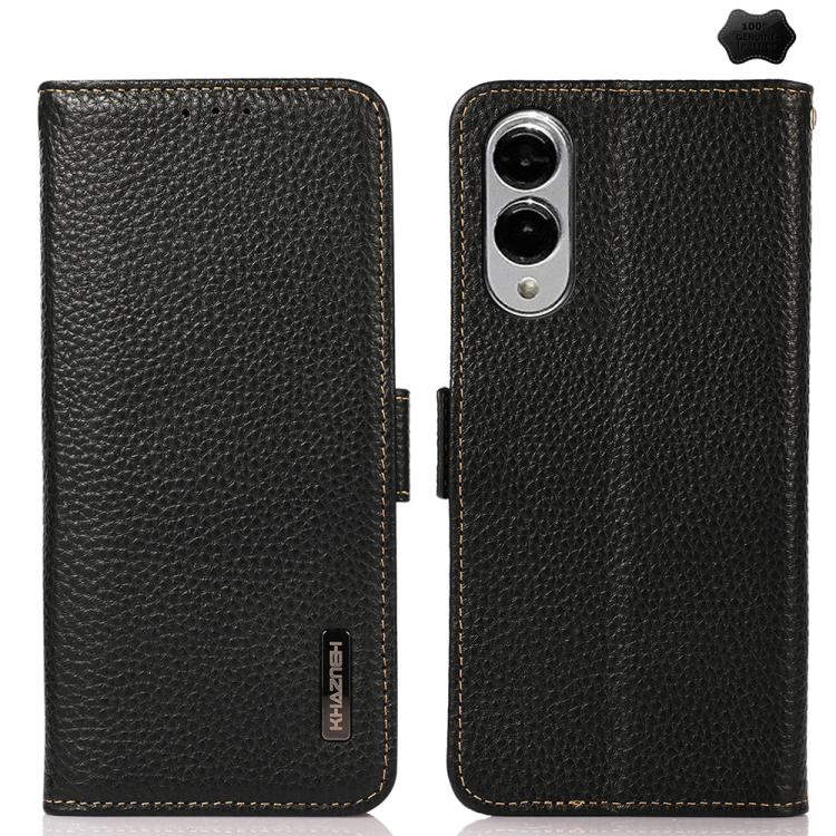 Custodia per telefono in vera pelle Litchi magnetica laterale KHAZNEH RFID, For Samsung Galaxy S25 Edge 5G, For Samsung Galaxy S25 Ultra 5G, For Samsung Galaxy S24 FE 5G