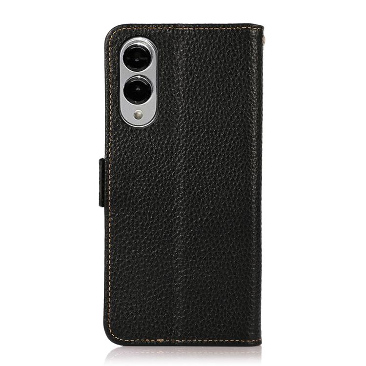 Custodia per telefono in vera pelle Litchi magnetica laterale KHAZNEH RFID, For Samsung Galaxy S25 Edge 5G, For Samsung Galaxy S25 Ultra 5G, For Samsung Galaxy S24 FE 5G