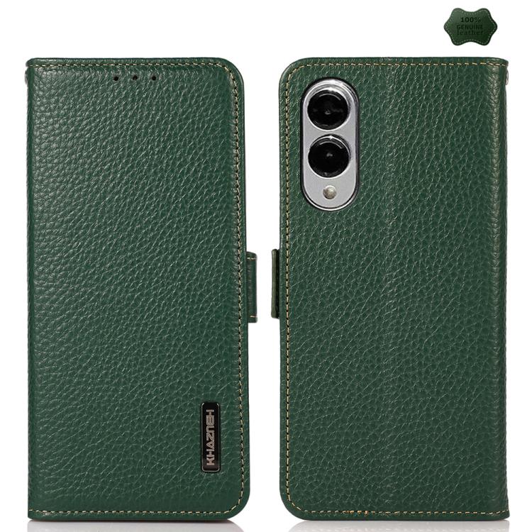 Custodia per telefono in vera pelle Litchi magnetica laterale KHAZNEH RFID, For Samsung Galaxy S25 Edge 5G, For Samsung Galaxy S25 Ultra 5G, For Samsung Galaxy S24 FE 5G