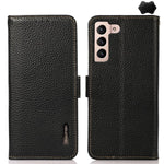 Custodia per telefono in vera pelle Litchi magnetica laterale KHAZNEH RFID, For Galaxy S26 FE 5G, For Samsung Galaxy S26+ 5G, For Samsung Galaxy S26 Edge 5G, For Samsung Galaxy S26 Ultra 5G, For Samsung Galaxy S26 5G, For Samsung Galaxy S25 FE 5G
