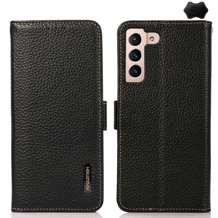 Custodia per telefono in vera pelle Litchi magnetica laterale KHAZNEH RFID, For Galaxy S26 FE 5G, For Samsung Galaxy S26+ 5G, For Samsung Galaxy S26 Edge 5G, For Samsung Galaxy S26 Ultra 5G, For Samsung Galaxy S26 5G, For Samsung Galaxy S25 FE 5G