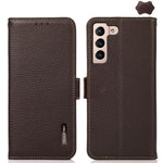 Custodia per telefono in vera pelle Litchi magnetica laterale KHAZNEH RFID, For Galaxy S26 FE 5G, For Samsung Galaxy S26+ 5G, For Samsung Galaxy S26 Edge 5G, For Samsung Galaxy S26 Ultra 5G, For Samsung Galaxy S26 5G, For Samsung Galaxy S25 FE 5G