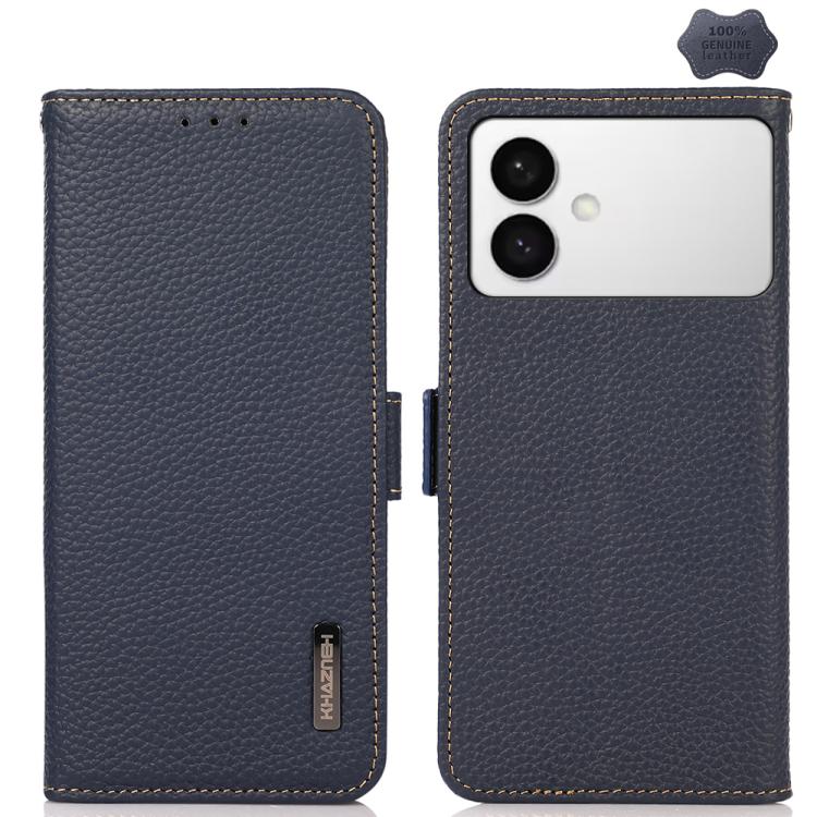Custodia per telefono in vera pelle Litchi magnetica laterale KHAZNEH RFID, For Galaxy S26 FE 5G, For Samsung Galaxy S26+ 5G, For Samsung Galaxy S26 Edge 5G, For Samsung Galaxy S26 Ultra 5G, For Samsung Galaxy S26 5G, For Samsung Galaxy S25 FE 5G