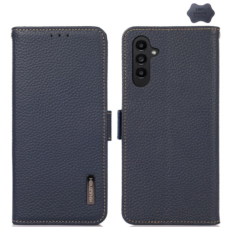 Custodia per telefono in vera pelle Litchi magnetica laterale KHAZNEH RFID, For Galaxy S26 FE 5G, For Samsung Galaxy S26+ 5G, For Samsung Galaxy S26 Edge 5G, For Samsung Galaxy S26 Ultra 5G, For Samsung Galaxy S26 5G, For Samsung Galaxy S25 FE 5G