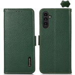 Custodia per telefono in vera pelle Litchi magnetica laterale KHAZNEH RFID, For Galaxy S26 FE 5G, For Samsung Galaxy S26+ 5G, For Samsung Galaxy S26 Edge 5G, For Samsung Galaxy S26 Ultra 5G, For Samsung Galaxy S26 5G, For Samsung Galaxy S25 FE 5G
