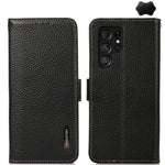 Custodia per telefono in vera pelle Litchi magnetica laterale KHAZNEH RFID, For Galaxy S26 FE 5G, For Samsung Galaxy S26+ 5G, For Samsung Galaxy S26 Edge 5G, For Samsung Galaxy S26 Ultra 5G, For Samsung Galaxy S26 5G, For Samsung Galaxy S25 FE 5G