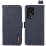 Custodia per telefono in vera pelle Litchi magnetica laterale KHAZNEH RFID, For Galaxy S26 FE 5G, For Samsung Galaxy S26+ 5G, For Samsung Galaxy S26 Edge 5G, For Samsung Galaxy S26 Ultra 5G, For Samsung Galaxy S26 5G, For Samsung Galaxy S25 FE 5G