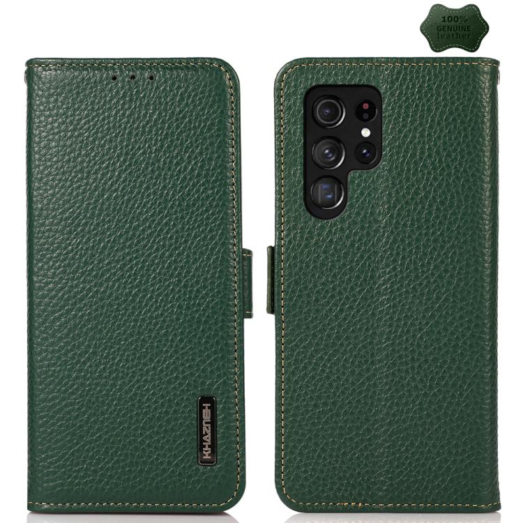 Custodia per telefono in vera pelle Litchi magnetica laterale KHAZNEH RFID, For Galaxy S26 FE 5G, For Samsung Galaxy S26+ 5G, For Samsung Galaxy S26 Edge 5G, For Samsung Galaxy S26 Ultra 5G, For Samsung Galaxy S26 5G, For Samsung Galaxy S25 FE 5G