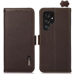 Custodia per telefono in vera pelle Litchi magnetica laterale KHAZNEH RFID, For Galaxy S26 FE 5G, For Samsung Galaxy S26+ 5G, For Samsung Galaxy S26 Edge 5G, For Samsung Galaxy S26 Ultra 5G, For Samsung Galaxy S26 5G, For Samsung Galaxy S25 FE 5G