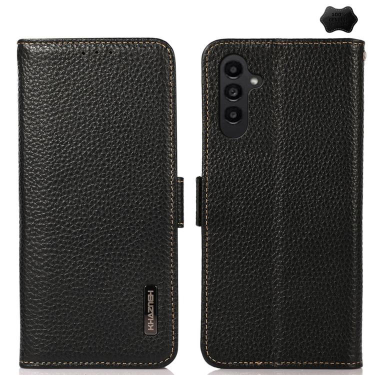 Custodia per telefono in vera pelle Litchi magnetica laterale KHAZNEH RFID, For Galaxy S26 FE 5G, For Samsung Galaxy S26+ 5G, For Samsung Galaxy S26 Edge 5G, For Samsung Galaxy S26 Ultra 5G, For Samsung Galaxy S26 5G, For Samsung Galaxy S25 FE 5G