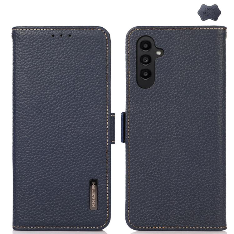 Custodia per telefono in vera pelle Litchi magnetica laterale KHAZNEH RFID, For Galaxy S26 FE 5G, For Samsung Galaxy S26+ 5G, For Samsung Galaxy S26 Edge 5G, For Samsung Galaxy S26 Ultra 5G, For Samsung Galaxy S26 5G, For Samsung Galaxy S25 FE 5G