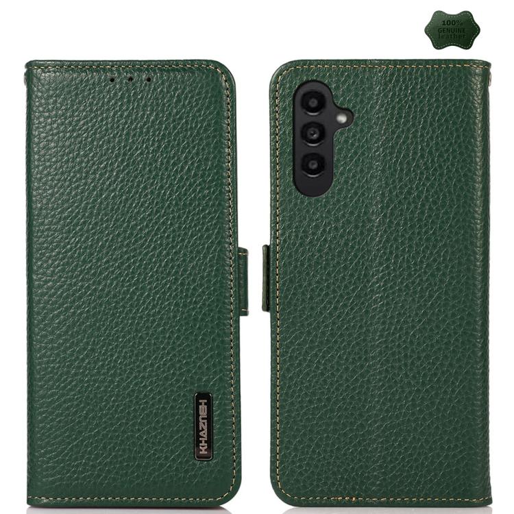 Custodia per telefono in vera pelle Litchi magnetica laterale KHAZNEH RFID, For Galaxy S26 FE 5G, For Samsung Galaxy S26+ 5G, For Samsung Galaxy S26 Edge 5G, For Samsung Galaxy S26 Ultra 5G, For Samsung Galaxy S26 5G, For Samsung Galaxy S25 FE 5G