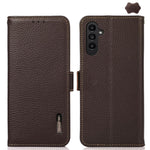 Custodia per telefono in vera pelle Litchi magnetica laterale KHAZNEH RFID, For Galaxy S26 FE 5G, For Samsung Galaxy S26+ 5G, For Samsung Galaxy S26 Edge 5G, For Samsung Galaxy S26 Ultra 5G, For Samsung Galaxy S26 5G, For Samsung Galaxy S25 FE 5G