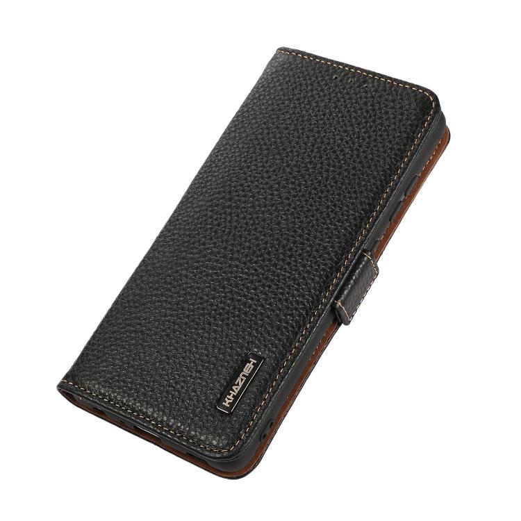 Custodia per telefono in vera pelle Litchi magnetica laterale KHAZNEH RFID, For Galaxy S26 FE 5G, For Samsung Galaxy S26+ 5G, For Samsung Galaxy S26 Edge 5G, For Samsung Galaxy S26 Ultra 5G, For Samsung Galaxy S26 5G, For Samsung Galaxy S25 FE 5G