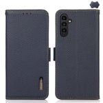 Custodia per telefono in vera pelle Litchi magnetica laterale KHAZNEH RFID, For Galaxy S26 FE 5G, For Samsung Galaxy S26+ 5G, For Samsung Galaxy S26 Edge 5G, For Samsung Galaxy S26 Ultra 5G, For Samsung Galaxy S26 5G, For Samsung Galaxy S25 FE 5G
