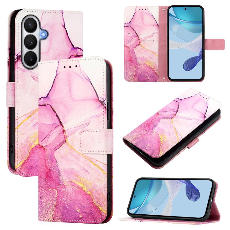 PT003 Custodia per telefono in pelle con motivo marmo, For Samsung Galaxy S26 5G, For Samsung Galaxy S25 Edge 5G, For Samsung Galaxy S24 FE 5G