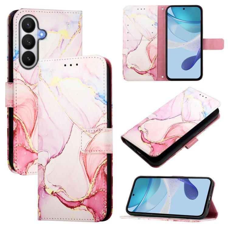 PT003 Custodia per telefono in pelle con motivo marmo, For Samsung Galaxy S26 5G, For Samsung Galaxy S25 Edge 5G, For Samsung Galaxy S24 FE 5G