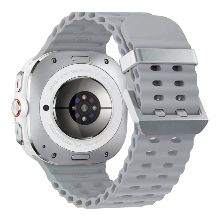Cinturino per orologio in silicone con fibbia argento Ocean Dual, For Samsung Galaxy Watch Ultra 47mm / Ultra 2025