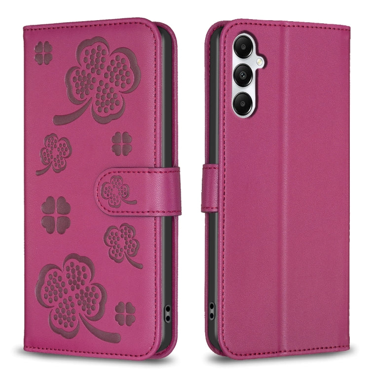 Custodia per telefono in pelle goffrata a quattro foglie, For Samsung Galaxy A56 5G, For Samsung Galaxy A36, For Samsung Galaxy A16 5G, For Samsung Galaxy A06