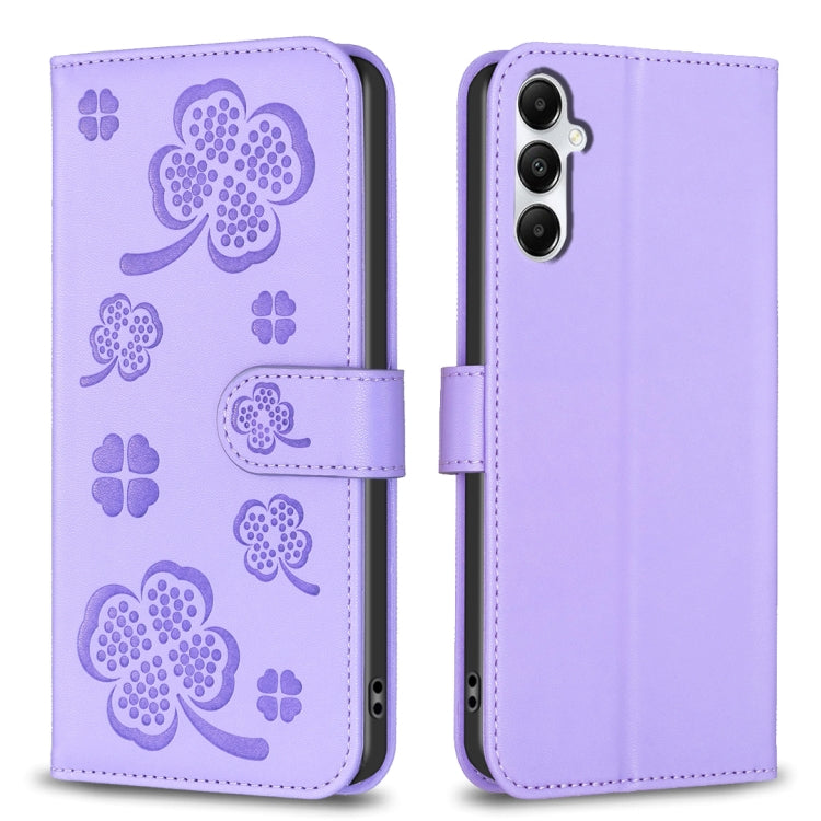 Custodia per telefono in pelle goffrata a quattro foglie, For Samsung Galaxy A56 5G, For Samsung Galaxy A36, For Samsung Galaxy A16 5G, For Samsung Galaxy A06