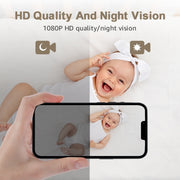YT51 1920x1080 Telecamera wireless per bambini, con sensore di temperatura e umidità, EU Plug, with Temperature