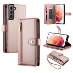Custodia per cellulare in pelle con nove scomparti per carte e cerniera, For Samsung Galaxy S22+ 5G, For Samsung Galaxy S22 5G, For Samsung Galaxy S21 FE 5G, For Samsung Galaxy S21 5G