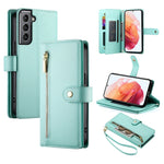 Custodia per cellulare in pelle con nove scomparti per carte e cerniera, For Samsung Galaxy S22+ 5G, For Samsung Galaxy S22 5G, For Samsung Galaxy S21 FE 5G, For Samsung Galaxy S21 5G