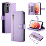 Custodia per cellulare in pelle con nove scomparti per carte e cerniera, For Samsung Galaxy S22+ 5G, For Samsung Galaxy S22 5G, For Samsung Galaxy S21 FE 5G, For Samsung Galaxy S21 5G